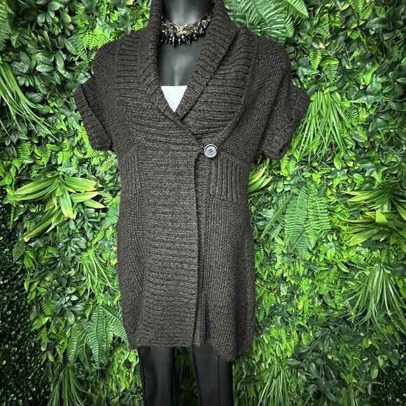 Kenneth Cole Women Cardigan Large Brown Knit Sweater Top Wool Blend 1379 - Picture 2 of 10